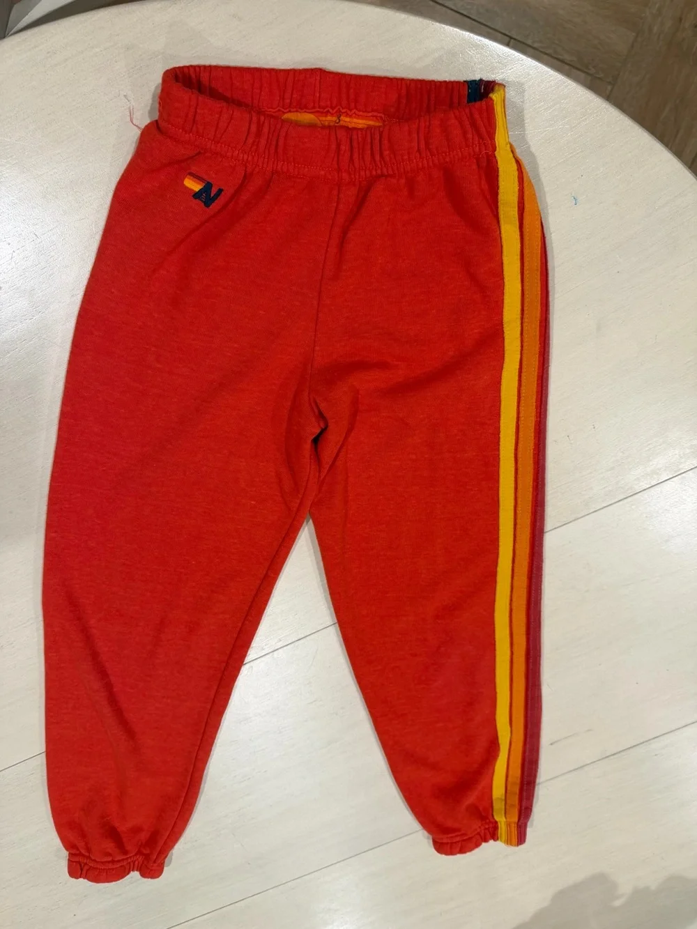 Kids Aviator Nation Red Joggers with Yellow Side Stripe